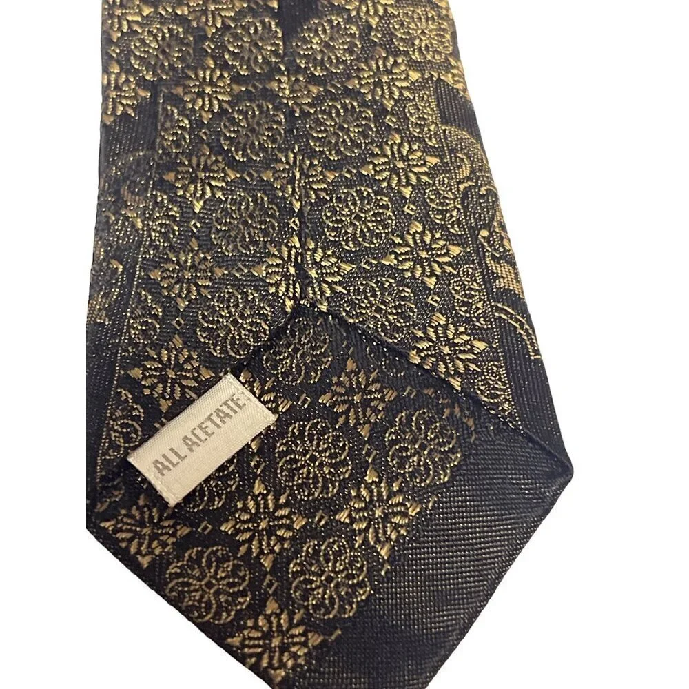 Beau Brummell Men's Black Gold Geometric Neck Tie 2.5